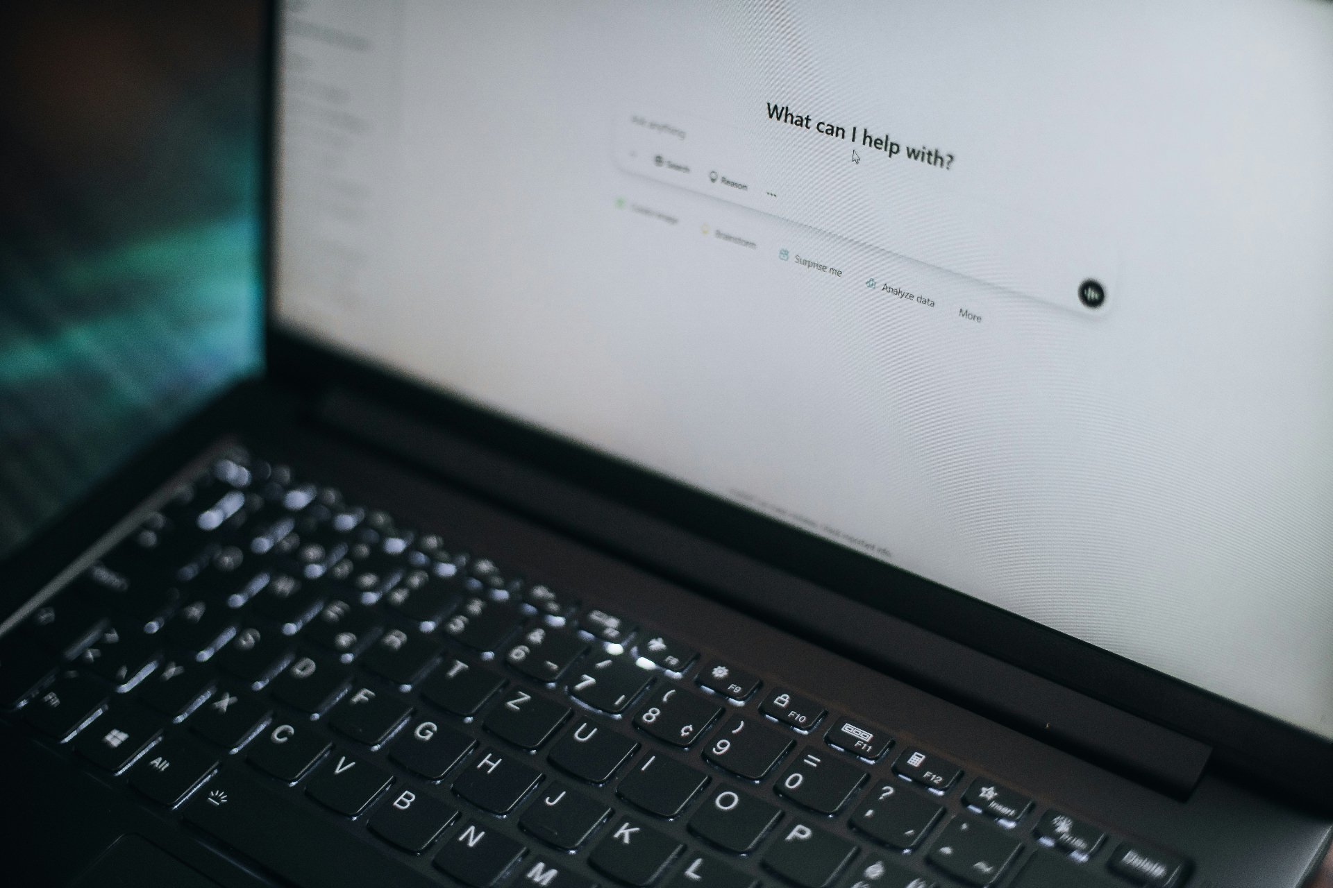 AI search interface on a laptop